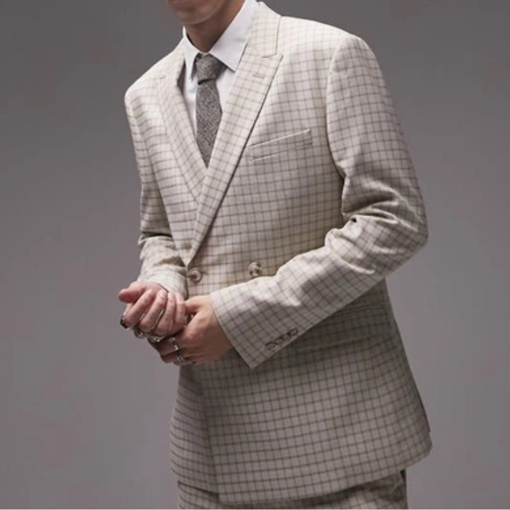 Men's topshop Beige Checkered Blazer BRAND NEW